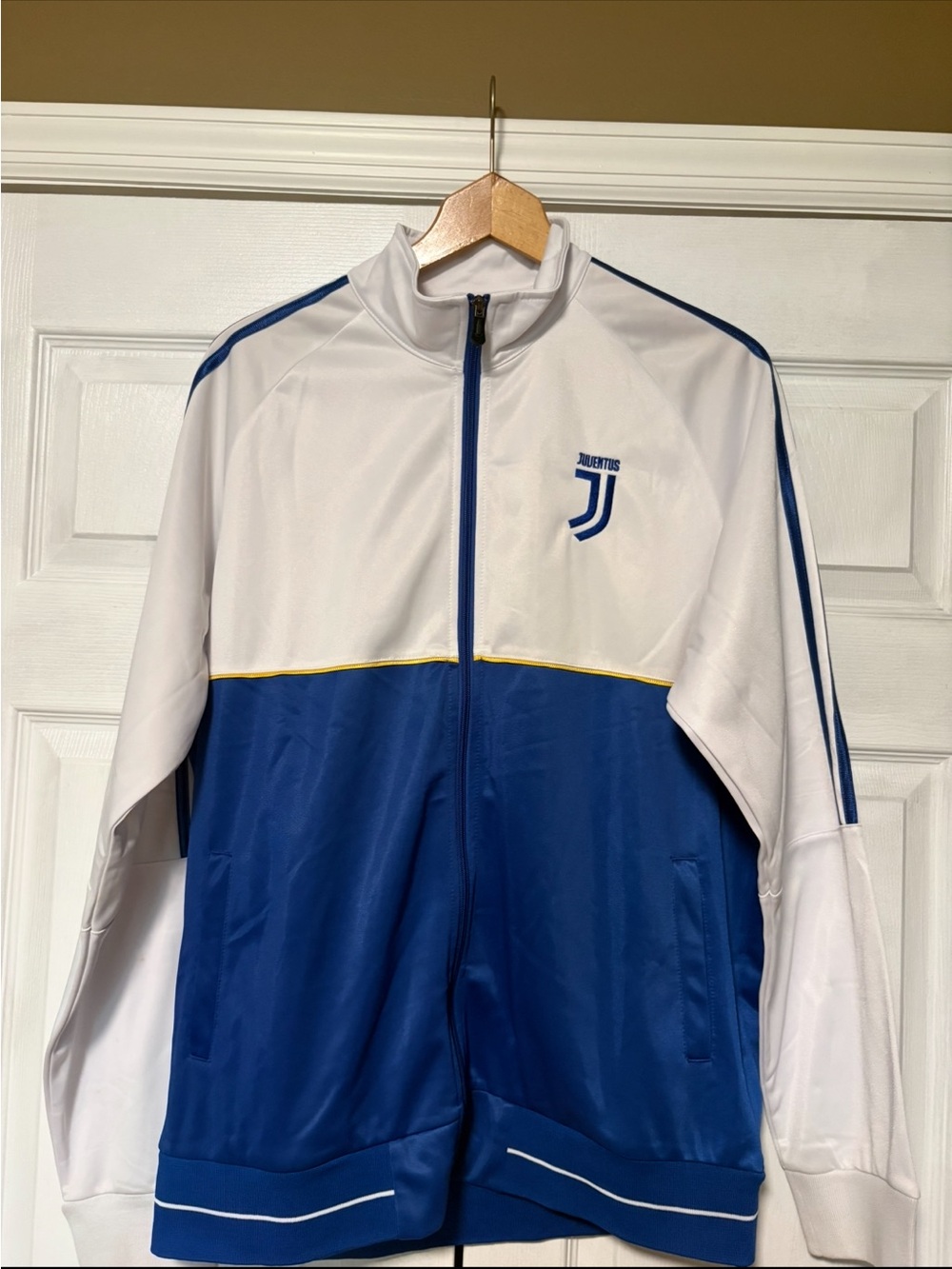 Official Juventus FC Track Jacket 2XL White Blue Soccer Football Full Zip